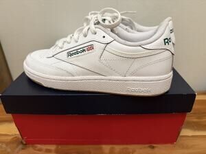 Reebok Women's Club C 85 Vintage Tennis Shoes White/Green, Size 6.5, Lace-Up